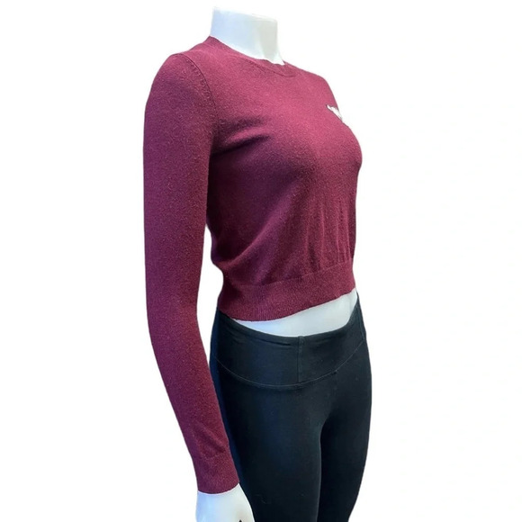 Artizia Sunday Best Wool Blend Burgundy Skull Knit Sweater Size XS - Picture 5 of 11